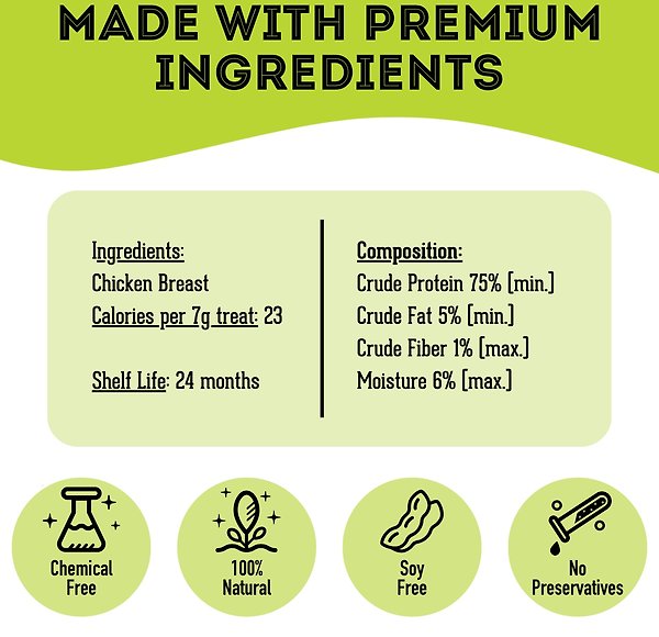 Show full view: The Granville Island Pet Treatery Paw Lickin' Good! Premium Dehydrated Chicken, 80-g bag slide 5 of 6