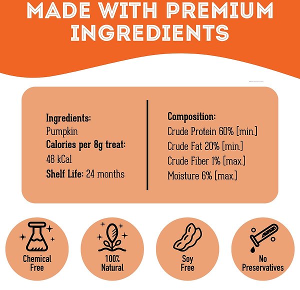 Show full view: The Granville Island Pet Treatery Once Upon A Time…  Premium Dehydrated Pumpkin Dog Treats, 80-g bag slide 5 of 7