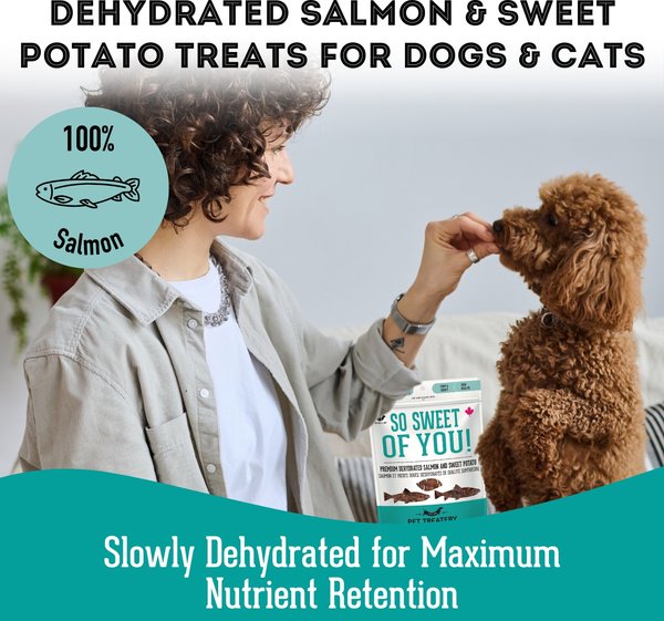 Show full view: The Granville Island Pet Treatery So Sweet of You! Premium Dehydrated Salmon and Sweet Potato, 80-g bag slide 3 of 6