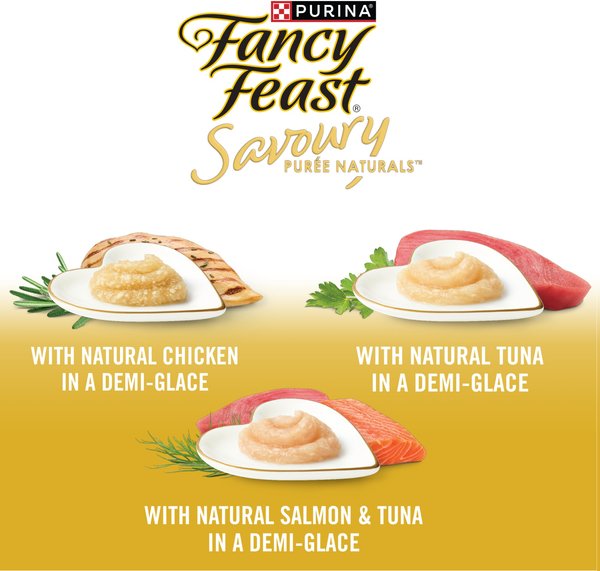 Show full view: Fancy Feast Savoury Purée Naturals Variety Pack Cat Treats, 10-g pouch, 36 count slide 7 of 9