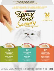 Fancy Feast Savoury Purée Naturals Variety Pack Cat Treats, 10-g pouch, 36 count