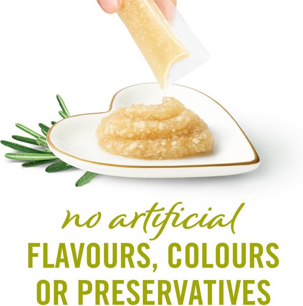 Show full view: Fancy Feast Savoury Purée Naturals with Natural Chicken in a Demi-Glace Grain-Free Cat Treats, 10-g pouch, 4 count slide 3 of 10