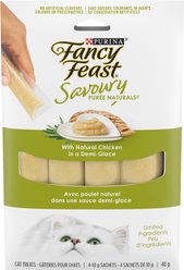Fancy Feast Savoury Purée Naturals with Natural Chicken in a Demi-Glace Grain-Free Cat Treats, 10-g pouch, 4 count