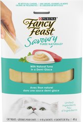 Fancy Feast Savoury Purée Naturals Tuna in a Demi-Glace Grain-Free Cat Treats, 10-g pouch, 4 count