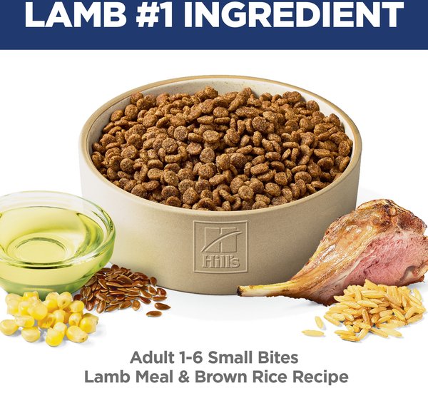 Show full view: Hill's Science Diet Adult Small Bites Lamb Meal & Brown Rice Recipe Dry Dog Food, 7.03-kg bag slide 4 of 12