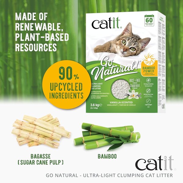 Show full view: Catit Go Natural! Bamboo Cat Litter, Vanilla Scented, 3.6-kg box slide 4 of 8
