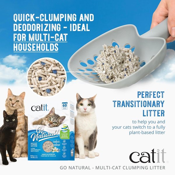 Show full view: Catit Go Natural! Pea Husk Clumping Multi-Cat Cat Litter, Vanilla Scented, 6.4-kg box slide 4 of 7