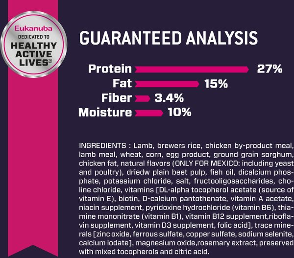 Show full view: Eukanuba Puppy Lamb 1st Ingredient Dry Dog Food, 13.61-kg bag slide 8 of 10