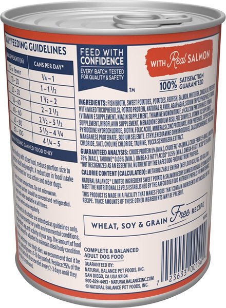 Show full view: Natural Balance Limited Ingredient Grain-Free Sweet Potato & Salmon Wet Dog Food, 368-g can, case of 12 slide 3 of 9