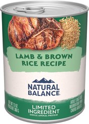 Natural Balance Limited Ingredient Lamb & Brown Rice Recipe Wet Dog Food, 368-g can, case of 12