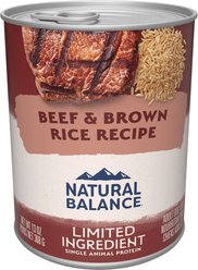 Natural Balance Limited Ingredient Beef & Brown Rice Recipe Canned Dog Food, 368-g can, case of 12