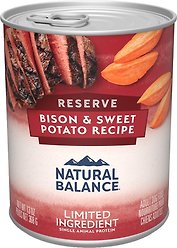 Natural Balance Limited Ingredient Reserve Bison & Sweet Potato Recipe Wet Dog Food, 368-g can, case of 12