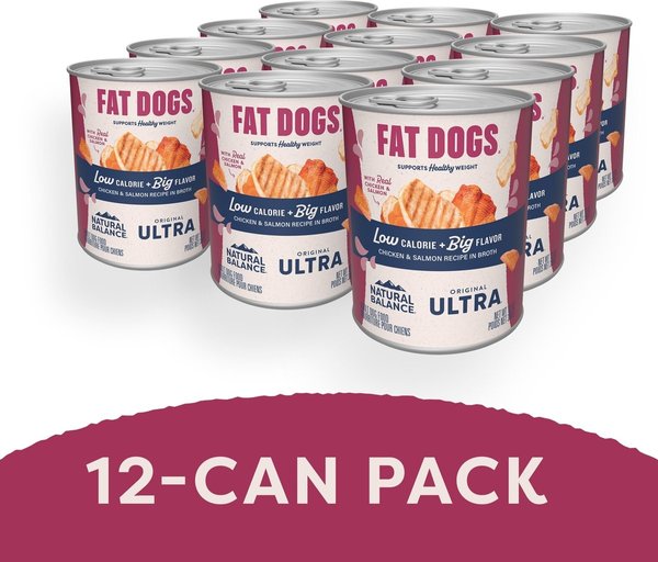 Show full view: Natural Balance Original Ultra Fat Dogs Chicken & Salmon Recipe in Broth Wet Dog Food, 368-g can, case of 12 slide 4 of 10