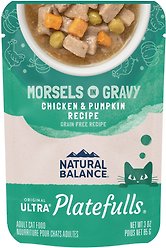 Natural Balance Platefulls Chicken & Pumpkin Formula in Gravy Grain-Free Cat Food Pouches, 85-g pouch, case of 24
