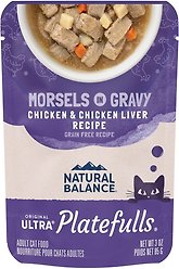 Natural Balance Platefulls Indoor Formula Chicken & Chicken Liver in Gravy Grain-Free Cat Food Pouches, 85-g pouch, case of 24