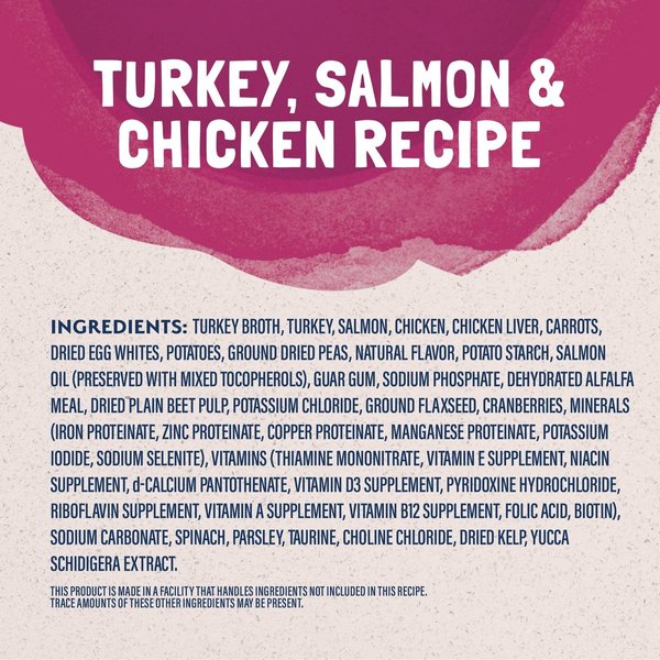 Show full view: Natural Balance Platefulls Indoor Formula Turkey, Salmon & Chicken in Gravy Grain-Free Cat Food Pouches, 85-g pouch, case of 24 slide 5 of 10