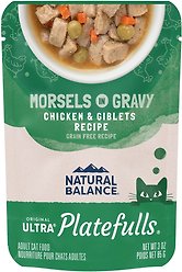 Natural Balance Platefulls Chicken & Giblets Formula in Gravy Grain-Free Cat Food Pouches, 85-g pouch, case of 24