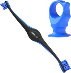 Paw Ready BrushMate Premium Toothbrush with Biteblock Dog Teeth Cleaning Aid, Blue, Medium