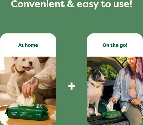 Show full view: Earth Rated White Tea & Basil Dog Grooming Wipes, 100 count slide 6 of 8