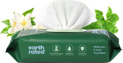 Earth Rated White Tea & Basil Dog Grooming Wipes, 100 count
