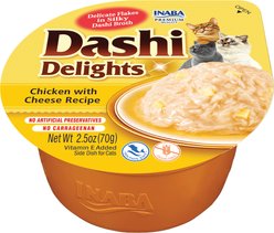 Inaba Dashi Delights Chicken with Cheese Recipe Grain-Free Cat Food Topper, 71-g cup