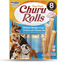 Inaba Churu Rolls Chicken Recipe Wraps with Cheese Recipe Soft & Chewy Dog Treats, 12-g pouch, 8 count