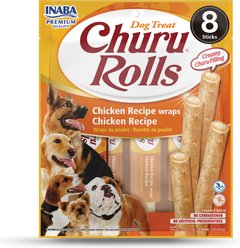 Inaba Churu Rolls Chicken Recipe Wraps Soft & Chewy Dog Treats, 12-g pouch, 8 count