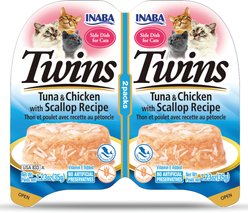 Inaba Twins Tuna & Chicken with Scallop Recipe Grain-Free Cat Food Topper, 35-g cup, 2 count