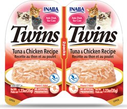 Inaba Twins Tuna & Chicken Recipe Grain-Free Cat Food Topper, 35-g cup, 2 count