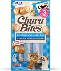Inaba Churu Bites Chicken Recipe Wraps Tuna with Scallop Recipe Cat Treats, 10-g tube, 3 count