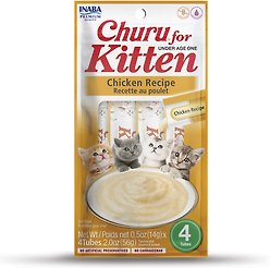 Inaba Churu Purees Kitten Chicken Recipe Lickable Cat Treats, 14-g tube, 4 count