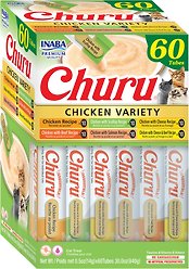 Inaba Churu Creamy Puree Chicken Variety Pack Lickable Cat Treats, 14-g tube, 60 count
