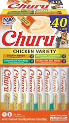 Inaba Churu Creamy Puree Chicken Variety Pack Lickable Cat Treats, 14-g tube, 40 count