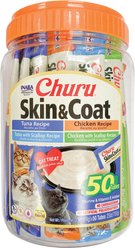 Inaba Churu Skin & Coat Variety Pack Lickable Cat Treats, 14-g tube, 50 count