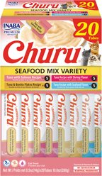 Inaba Churu Purees Seafood Variety Pack Lickable Cat Treats, 14-g tube, 20 count