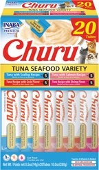 Inaba Churu Purees Tuna Seafood Variety Pack Lickable Cat Treats, 14-g tube, 20 count