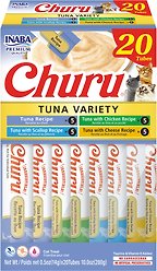 Inaba Churu Purees Tuna Variety Pack Lickable Cat Treats, 14-g tube, 20 count