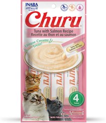 Inaba Churu Purees Tuna with Salmon Recipe Lickable Cat Treats, 14-g tube, 4 count