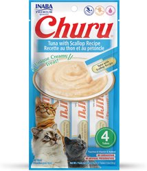 Inaba Churu Purees Tuna with Scallop Recipe Lickable Cat Treats, 14-g tube, 4 count