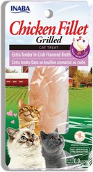 Inaba Grilled Fillets Extra Tender Chicken in Crab Flavoured Broth Cat Treats, 25-g fillet