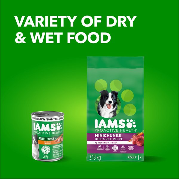 Show full view: Iams Proactive Health Adult Chicken & Rice Wet Dog Food, 369-g can, case of 6 slide 7 of 13
