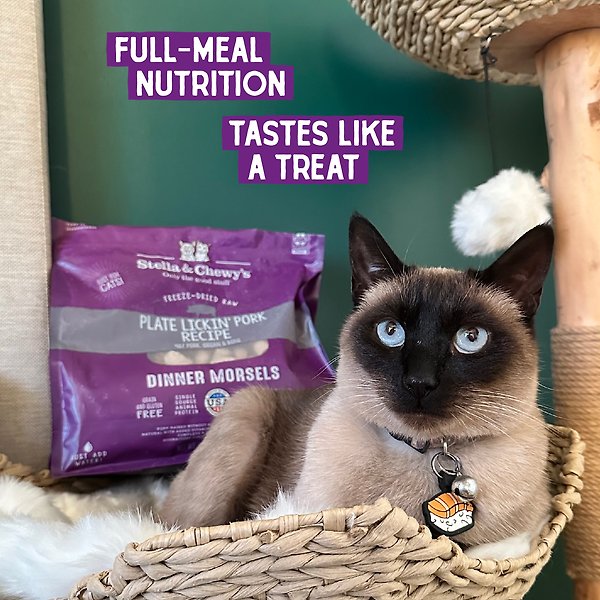 Show full view: Stella & Chewy's Dinner Morsels Plate Lickin' Pork Recipe Cat Dried Food, 8-oz bag slide 7 of 10