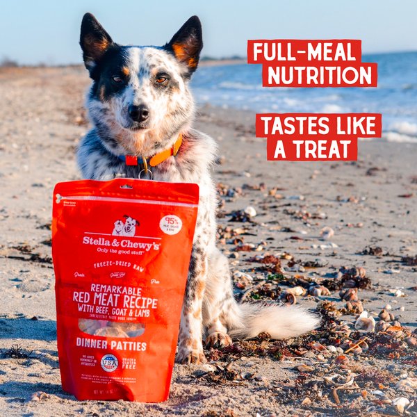 Show full view: Stella & Chewy's Remarkable Red Meat Recipe Dinner Patties Freeze-Dried Raw Dog Food, 14-oz bag slide 7 of 10