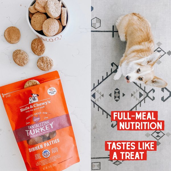Show full view: Stella & Chewy's Tantalizing Turkey Dinner Patties Freeze-Dried Raw Dog Food, 5.5-oz bag slide 7 of 10