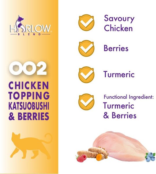 Show full view: Harlow Blend Chicken In Gravy with Katsuobushi & Berries Wet Cat Food, 80-g can, case of 24 slide 5 of 7