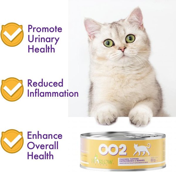 Show full view: Harlow Blend Chicken In Gravy with Katsuobushi & Berries Wet Cat Food, 80-g can, case of 24 slide 4 of 7
