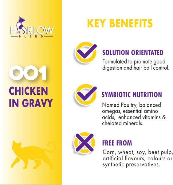 Show full view: Harlow Blend Chicken In Gravy Recipe Wet Cat Food, 80-g can, case of 24 slide 3 of 7