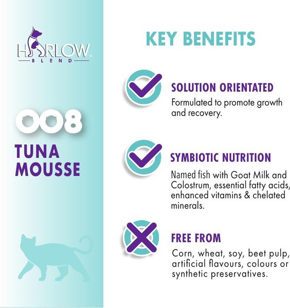 Show full view: Harlow Blend Tuna Mousse Recipe Wet Cat Food, 80-g can, case of 24 slide 3 of 7