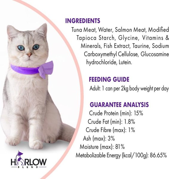 Show full view: Harlow Blend Tuna Topping Salmon Recipe Wet Cat Food, 80-g can, case of 24 slide 6 of 7