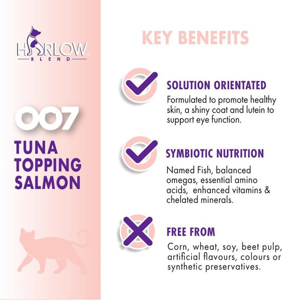 Show full view: Harlow Blend Tuna Topping Salmon Recipe Wet Cat Food, 80-g can, case of 24 slide 3 of 7